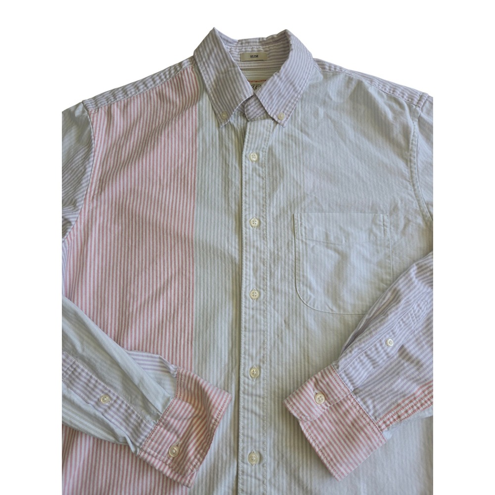 J.Crew Mens Slim Fit American Pima Cotton Striped Button Down Shirt Medium